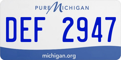 MI license plate DEF2947