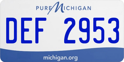MI license plate DEF2953