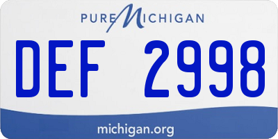 MI license plate DEF2998