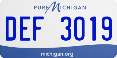 MI license plate DEF3019