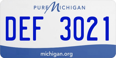 MI license plate DEF3021