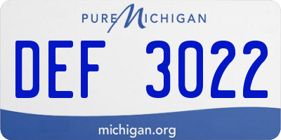 MI license plate DEF3022