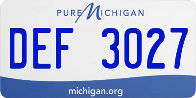 MI license plate DEF3027