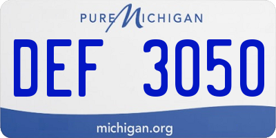 MI license plate DEF3050