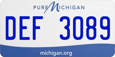 MI license plate DEF3089
