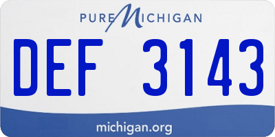 MI license plate DEF3143