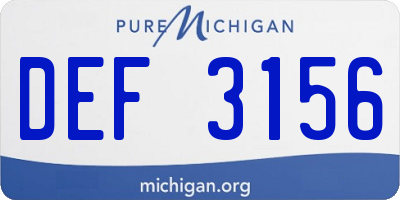 MI license plate DEF3156
