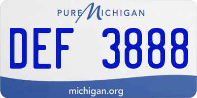 MI license plate DEF3888