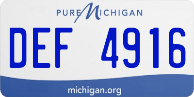 MI license plate DEF4916