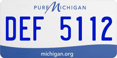 MI license plate DEF5112