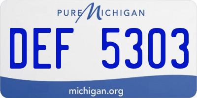 MI license plate DEF5303