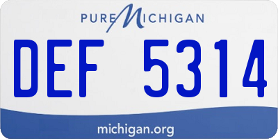MI license plate DEF5314