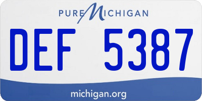 MI license plate DEF5387