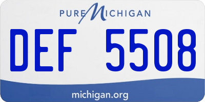MI license plate DEF5508