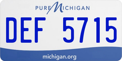 MI license plate DEF5715