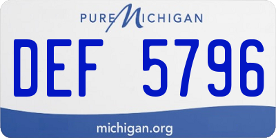 MI license plate DEF5796