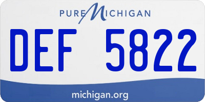 MI license plate DEF5822