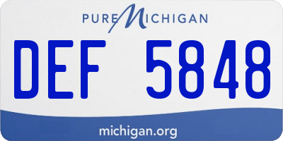 MI license plate DEF5848