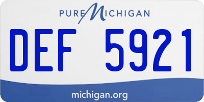 MI license plate DEF5921
