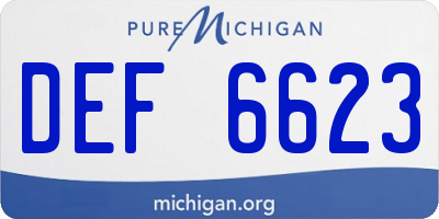 MI license plate DEF6623