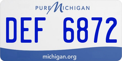 MI license plate DEF6872