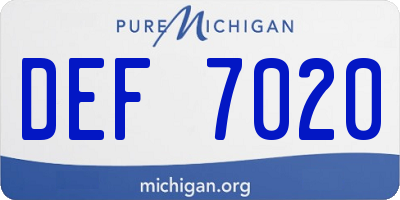 MI license plate DEF7020