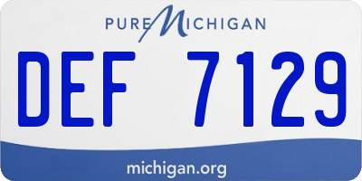 MI license plate DEF7129
