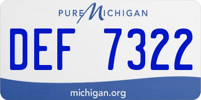 MI license plate DEF7322