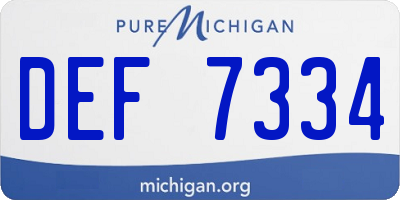 MI license plate DEF7334