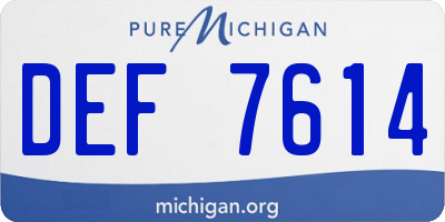 MI license plate DEF7614