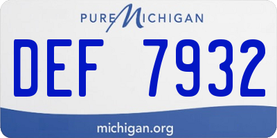 MI license plate DEF7932