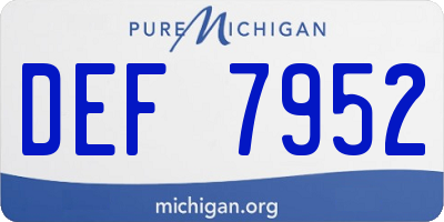 MI license plate DEF7952