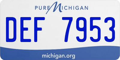 MI license plate DEF7953