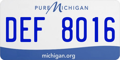 MI license plate DEF8016