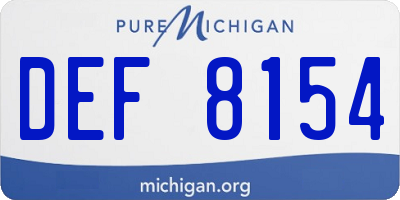 MI license plate DEF8154