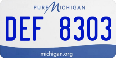 MI license plate DEF8303