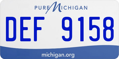 MI license plate DEF9158
