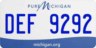MI license plate DEF9292