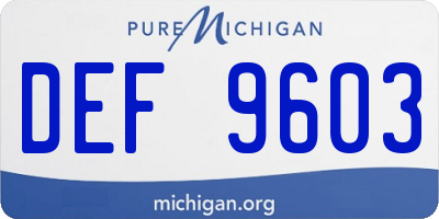 MI license plate DEF9603