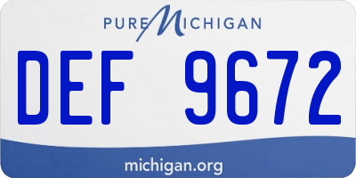 MI license plate DEF9672