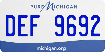 MI license plate DEF9692