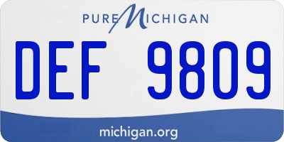 MI license plate DEF9809