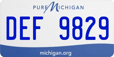 MI license plate DEF9829