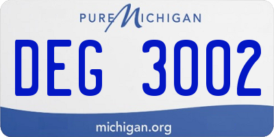 MI license plate DEG3002