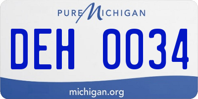 MI license plate DEH0034