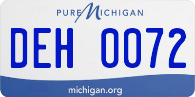 MI license plate DEH0072