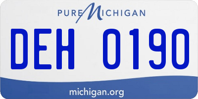MI license plate DEH0190