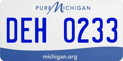 MI license plate DEH0233