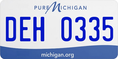 MI license plate DEH0335