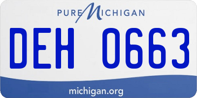 MI license plate DEH0663